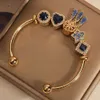 Pan style familial bleu océan coeur ouvert bracelet femme Instagram niche rétro étoile capteur de rêves pendentif bracelet