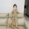 Clothing Sets Two Pieces Autumn Winter Baby Girls Clothes White Khaki Intersecting Cotton Knitted Sweaters Pants Children's