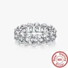 Eternity Oval Moissanite Diamond Pierścień 100% Real 925 Srebrny Srebrny zaręczyny Pierścienie dla kobiet Bridal Party Jewelry210V