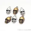 100Pcs silver Byonze 3D Skull Pendant Charms Vintage Zinc Alloy For Jewelry Makings 12x20mm3005