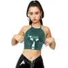 Canotte da donna Sexy Wetlook PVC Halter Bandage Finto lattice Cerniera posteriore Corsetto Top Camis Fashion Street Punk Clubwear Ragazze Gothic 7XL