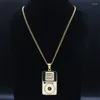 Colares Pingente Hip Hop Prato de Aço Inoxidável Frango Long Chain Mulheres Cor de Ouro Jóias Cadenas de Acero Inoxidab NXH334S06