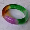 Bangle Send Certificate Burma Jade Bangles Women Grade A Jadeite Myanmar Purple Green Yellow Tricolor Jades Stone Armband