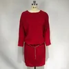 Robes décontractées AOMEI Robe élégante Femmes Classique O Cou Manches Longues Boutons Fendus Argent Chaîne Bureau Dame Carrière Tenues Été Big 3XL