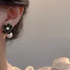 Stud Earrings Trendy Black White Color Flower For Women Asymmetric Cute Strawberry Pearl Tassel Fashion Party Jewelry