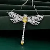 Chains Dragonfly Pendant Water Drop S925 Silver Clavicle Chain Insect Design Inlaid 5A Zircon Necklace Female