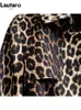 Pelliccia sintetica Lautaro da donna Primavera Autunno Lungo elegante Trench con stampa leopardata per cintura da donna Doppio petto Abiti firmati di lusso casual 2023 231025