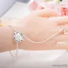 Chain Lotus Armband Ring One Chain Jewelry for Women Crystal Matching Armband Bangles For Women Valentines Day Gift Mujer R231025