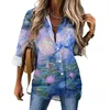 Camicette da donna Camicetta ad acqua Claude Monet Grafica estetica Camicia basic da donna casual Top oversize a maniche lunghe estive