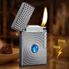 Lighters 2023 New Sound Steel Tone Metal Lucky Stone Side Pulley Open Flame Lighter Refillable No GasMetal Men Smoking Gift