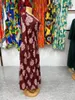 Etnik Giyim Müslüman Büyük Boy Elbise Kadınlar İçin Uzun Çöp Tam Kollu Abaya Kaftan Sundress Baskı Sıradan Longue Pour Femmes Musulmanes