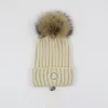 Winter cadeau Womens Pompoms hoed ontwerper gebreide muts wollen muts vrouwen grof gebreide dikke warme namaakbont Pom mutsen hoeden vrouwelijke Bonne s