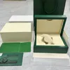 Scatole per orologi Outlet di fabbrica Scatola verde con borse, libretto e carta, custodie per orologi da donna di lusso personalizzate, regalo da uomo