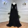 فساتين الحفلات Linyang Black v Neckline Prom Dress Twhice Elegant Aseval Evening Long Rquinned for Women 2023