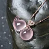 Designer Small gourd Powder Crystal Pendant 925 sterling silver clavicle chain Rose gold natural hibiscus stone necklace gift jewelry for girlfriend
