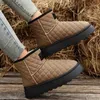 Stiefel 2023 Winter Dicke Plüsch Warme Schnee Stiefel Frauen Slip auf Flache Heels Baumwolle Schuhe Frau Rutschfeste Wasserdichte Stiefeletten weibliche Braun T231025