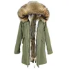 Nouveau manteau d'hiver femme parkas veste grand col de fourrure de raton laveur à capuche amovible doublure en fourrure de lapin rex style de marque Top marque 201112