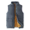 Herenvesten 2024 herfst en winter vest met opstaande kraag, kunstkasjmier dik fleece, warm