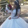 Luxo rendas com decote em v vestido de casamento princesa mangas compridas apliques noiva vestidos formais robe de mariee vestido de noiva