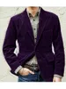 Mäns kostymer passar jacka corduroy enkelbröst manlig blazer för företag prom 1 pc fast färg casual mode outwear 2024