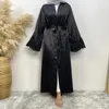 Vêtements ethniques Islamique Turquie Noir Broderie Abayas Femmes Musulman Mode Ramadan Jalabiya Dubaï Kaftan Eid Kimono Cardigan Maxi Robe