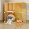 Kattendragers Eenvoudige panoramische kooien Huishoudelijk binnenhuis met hek Multi-kat Familiehuisdierenproducten Grote vrije ruimtekooi voor katten