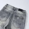 Designer jean amiiris jeans maschile moda nuovo pannello di caffè blu ginocchiera maschile slim fit elastic pants Trend viola t1kw