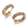 Hoop Huggie Pipitree Ladies Loop Earrings Round Circle Multicolor Cubic Zirconia Crystal Women Gold Jewelry for Wedding Party13126