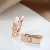 Dangle Earrings Gulkina Vintage Luxury Women's 585 Rose Gold Color Natural Zircon Smooth Hollow National Wedding Jewelry