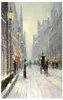 Snow Street Landscape Famous Oil Målning tryck Reproduktion Väggkonstduk för hemrumskontordekor Poster4878077