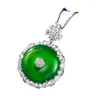 Chains The S925 Silver Inlaid Jade Color Imperial Green Safety Buckle Pendant Chalcedony Necklace Is Adjustable