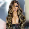 Brésilien Human Hair Natural Wave Lace Short Wig frontal Highlight Ash Blonde Wig 360 Full HD Transparent Synthetic Lace Lace Front Wig pré-cueilli