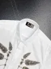Herrklänningskjortor Bomull Nettle tryck långärmad kamisor Masculina Casual Slim Fit Mens Business Shirt