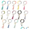 Party Favor Sile Keychains Tassel Wood Beads Armband Keyring Pendant For Women Accessories Party Supplies Drop Delivery Dhbyv