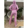 Femmes Deux Pièces Pantalons Femmes Ensemble Veet Juic Survêtement Coutoure Survêtement Couture Juciy Coture Sweatsuits Drop Livraison Vêtements Clothi Dhmo5