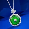 Chains The S925 Silver Inlaid Jade Color Imperial Green Safety Buckle Pendant Chalcedony Necklace Is Adjustable