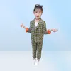 Zestawy odzieżowe Slim Fit Girls Formal Wedding Stretp For Kurting Spodnie Dzieci 2PCS Plaid Teen School Blazer 4 6 8 Y5975956