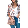 Women's T Shirts Multicolors Women Chiffon Floral Tshirt Cardigan Loose Half Sleeve Shawl Capes Boho Print Cover Up Blouse Plus Size