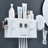 Toothbrush Holders 4 In1 Multifunction Toothbrush Holders Wall Cup Holders Bathroom Accessories Automatic Toothpaste Dispenser Bathroom Organizer 231025