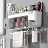 Toothbrush Holders Toothbrush Tooth Cup Holder Towel Toiletry Storage Rack Wall Mounted Non Perforated Bathroom Washing Set Multifunctional Box 231025