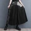 Women's Pants 2023 Arrival Patchwork Denim Loose Pleated Summer Wide Leg Office Lady Work Culottes Fashion Women Casual