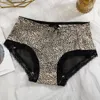 Ice silk leopard panties women cool sexy transparent hot waist triangle pants bow girl panties without trace