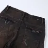 Lila jean amiiris designer jeans mens mode tillverkade slitna hål herrar smala passform små fötter elastisk vatten tvätt ungdom koreansk version trendig tiggar 0o5b