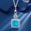 Correntes Vinregem 18.5mm Laboratório Criado Esmeralda Paraiba Turmalina Gemstone Vintage Pingente Colar Presente Aniversário Fine Jewelry Atacado