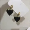 Cuelga los pendientes colgantes del corazón rojo grande de la vendimia de la lámpara para las mujeres Nueva personalidad Pendiente llamativo Entrega negra Dhgarden Ot47B