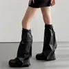 Calcetines para mujeres con hebilla de metal de bolsillo Harajuku Academia Dark Punk Knee Boot Boot Foss Cover E-Girl Gothic Streetwear