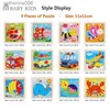 Puzzles 11X11 CM enfants Puzzle en bois jouet véhicule Animal Puzzle dessin animé Animal trafic Tangram jouets jouets éducatifs Puzzles pour enfants cadeaux L231025