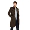 Men's Trench Coats Coat Slim-fit Windbreaker Single-breasted Long Youth Fashion Brown Over-the-knee Clothing Autumn Style British