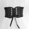Bälten bred korsett läderbälte bantning kropp bowknot midja elastisk midjeband cinto sobretudo pu femme fajas ceinture