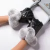 Gants à cinq doigts MPPM Real Rex Gants de fourrure de lapin Femmes Gants en cuir véritable pour gants d'hiver à écran tactile Mitaines de mode 231025